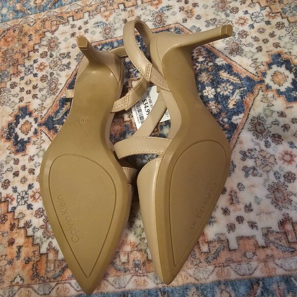 Calvin Klein Cream Heels with Ankle Straps - Picture 2 of 5